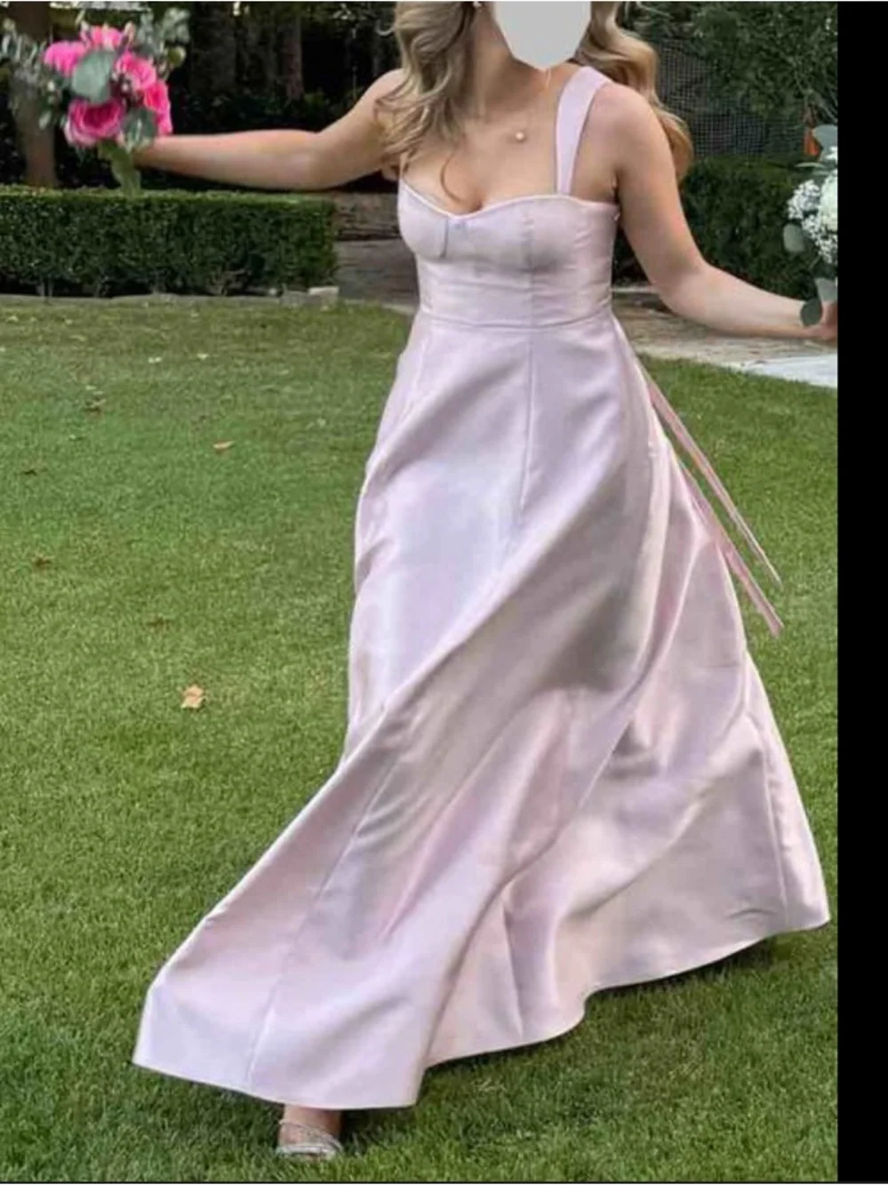 Alfred Sung Tie Back Ballet Pink Corset Gown Dress Long Formal Maxi Pastel 12 - Picture 5 of 16